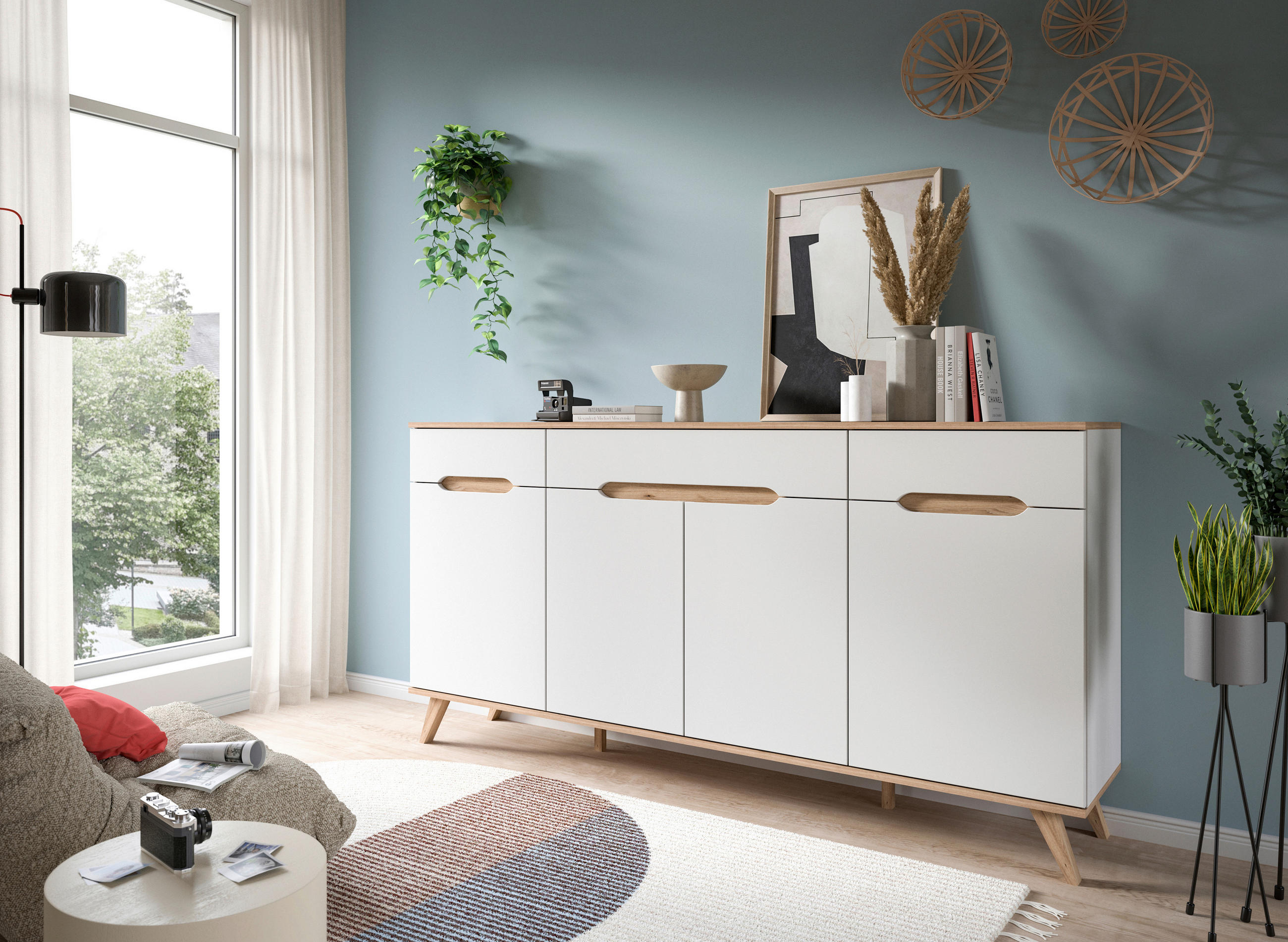 SIDEBOARD 185/95/40 cm  - vit/ekfärgad, Design, trämaterial (185/95/40cm) - MID.YOU
