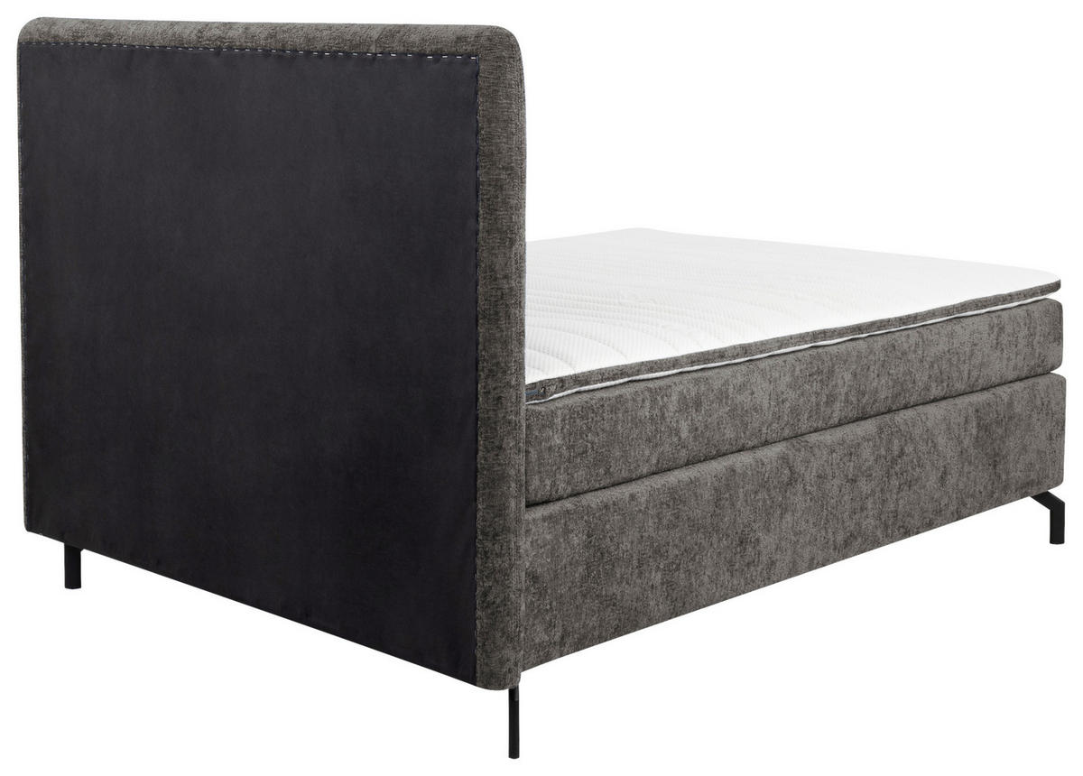BOXSPRINGBETT 140/200 cm  in Dunkelbraun  - Dunkelbraun/Schwarz, Design, Textil/Metall (140/200cm) - Esposa