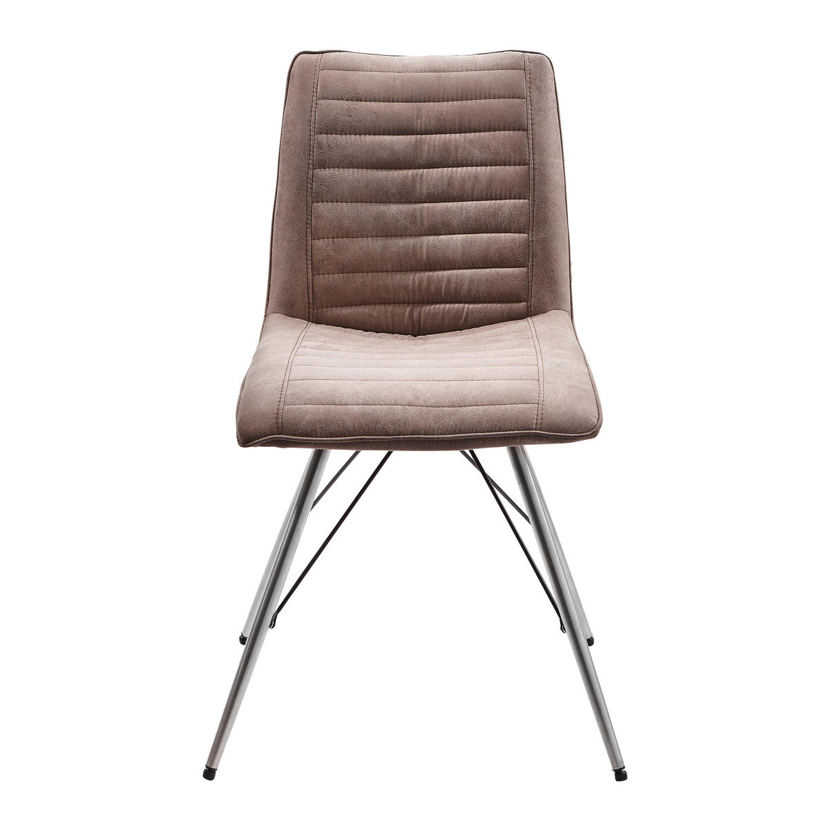 Scaun din metal, textil, taupe, culoare inox - culoare inox/taupe, Design, metal/textil (54/89/60cm) - Xora