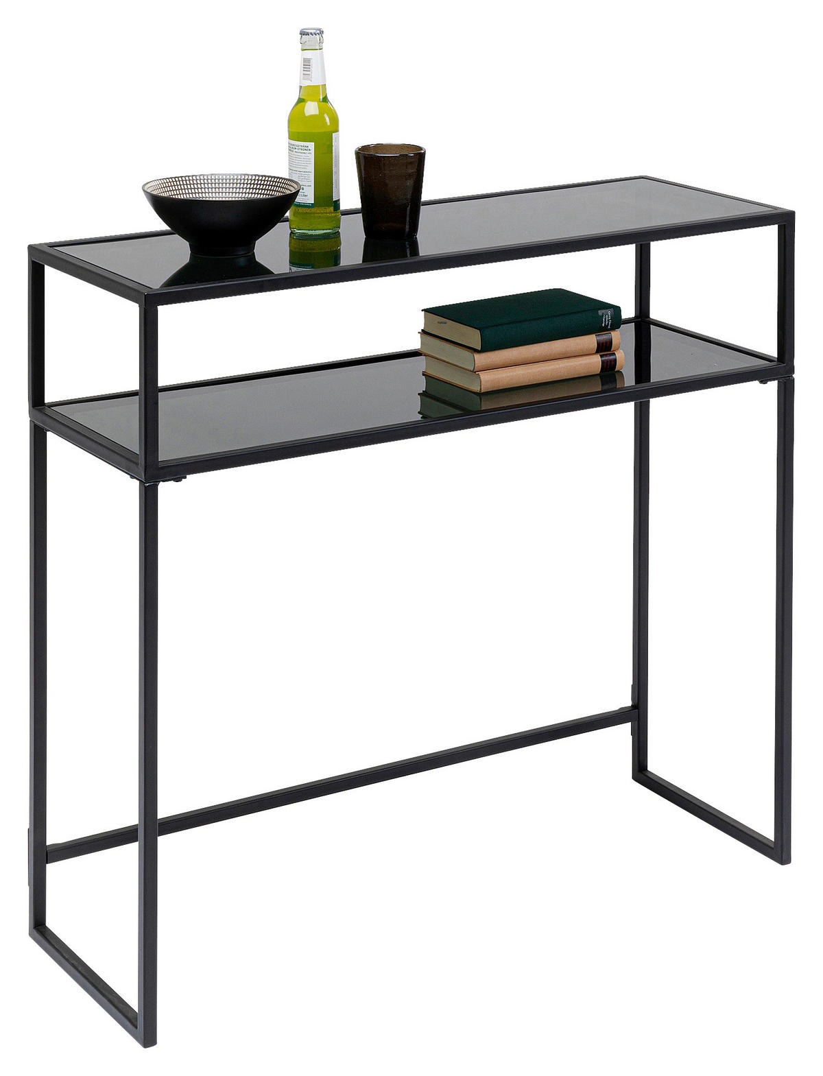 KONSOLENTISCH Anthrazit, Schwarz  - Anthrazit/Schwarz, Design, Glas/Metall (85/30/80cm) - Kare-Design