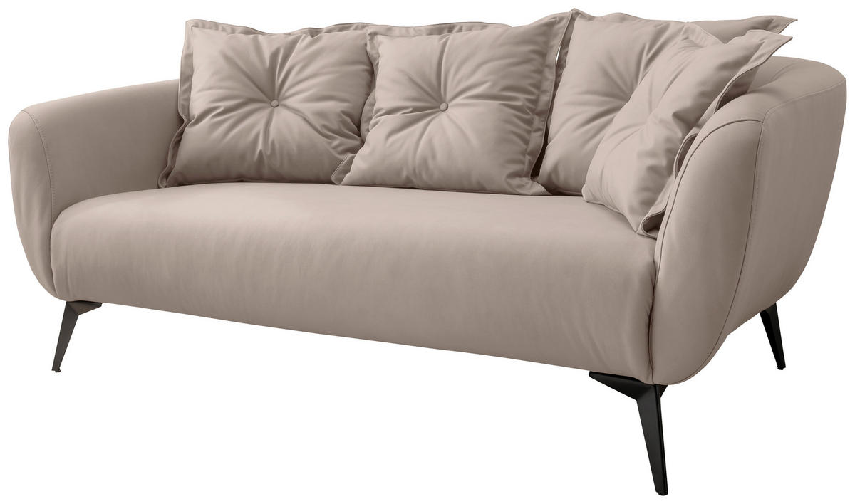 2,5-SITZER in Lederlook Beige  - Beige/Schwarz, Modern, Textil/Metall (196/94/103cm) - Livetastic