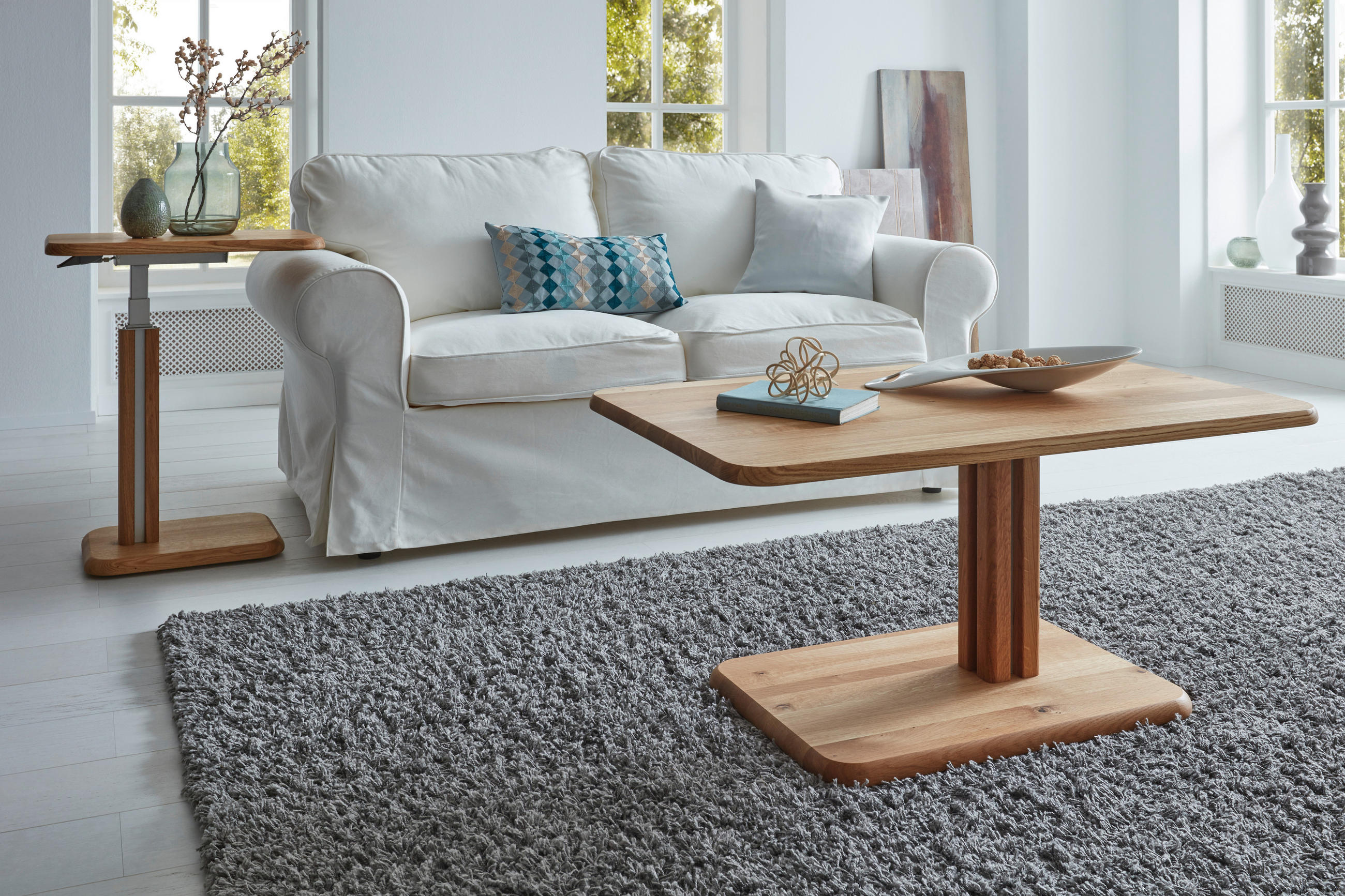 COUCHTISCH Wildeiche massiv 100/60/48,5-67,5 cm Wildeiche  - Wildeiche, KONVENTIONELL, Holz (100/60/48,5-67,5cm) - Venda