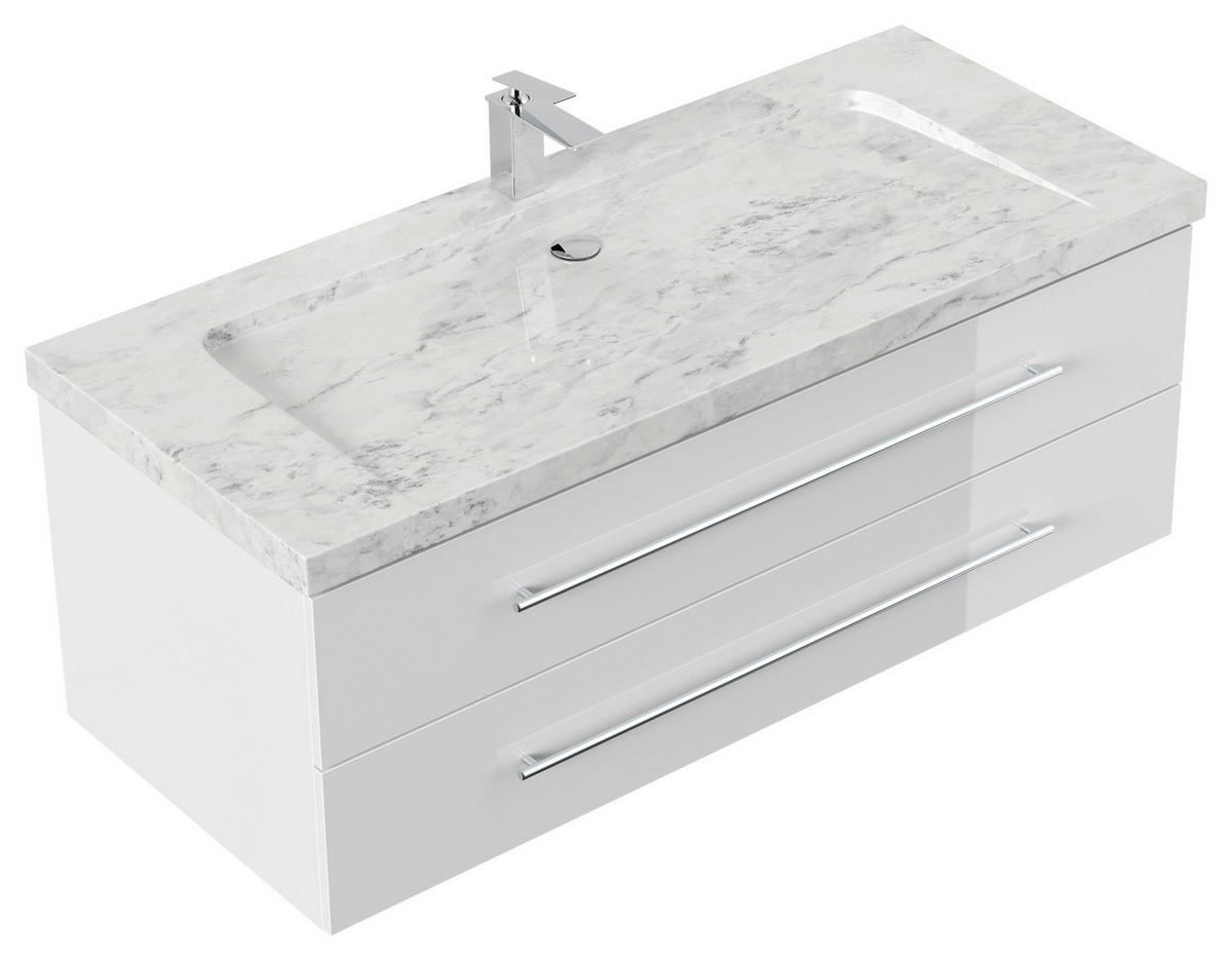 WASCHTISCHKOMBI 130 cm  - Weiß Hochglanz, Basics, Holzwerkstoff/Stein (130cm) - MID.YOU