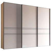 SCHWEBETÜRENSCHRANK 280/240/68 cm,  in Sandfarben, Eiche Artisan, 3 Tür(en)  - Sandfarben/Graphitfarben, Design, Glas/Holzwerkstoff (280/240/68cm) - Moderano