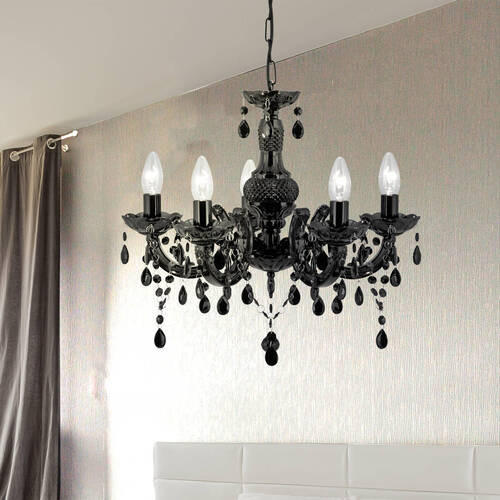 HÄNGLAMPA I KRISTALL Marie Therese 48/120 cm  - svart, Trend, metall/glas (48/120cm)