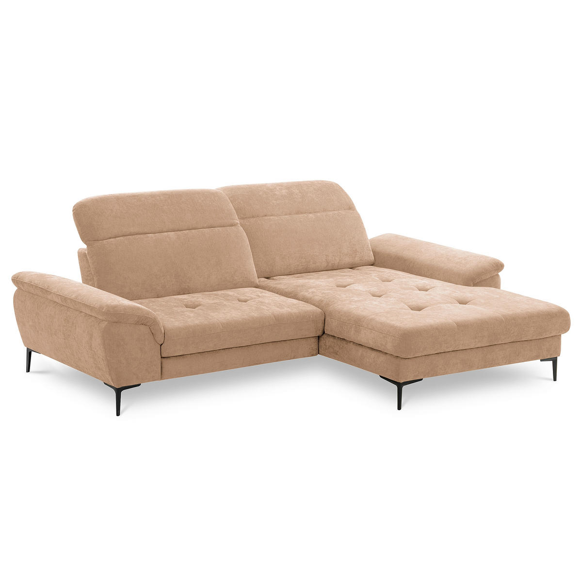 ECKSOFA  Webstoff Rotbraun  - Rotbraun/Schwarz, Design, Textil/Metall (268/195cm) - Livetastic