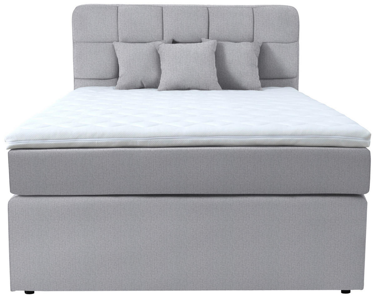 BOXSPRINGBETT 140/200 cm  in Hellgrau  - Hellgrau/Schwarz, Konventionell, Kunststoff/Textil (140/200cm) - Moderano