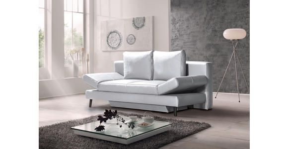 SCHLAFSOFA Weiß Echtleder - Schwarz/Weiß, Design, Leder/Metall (200/85/90cm) - Novel