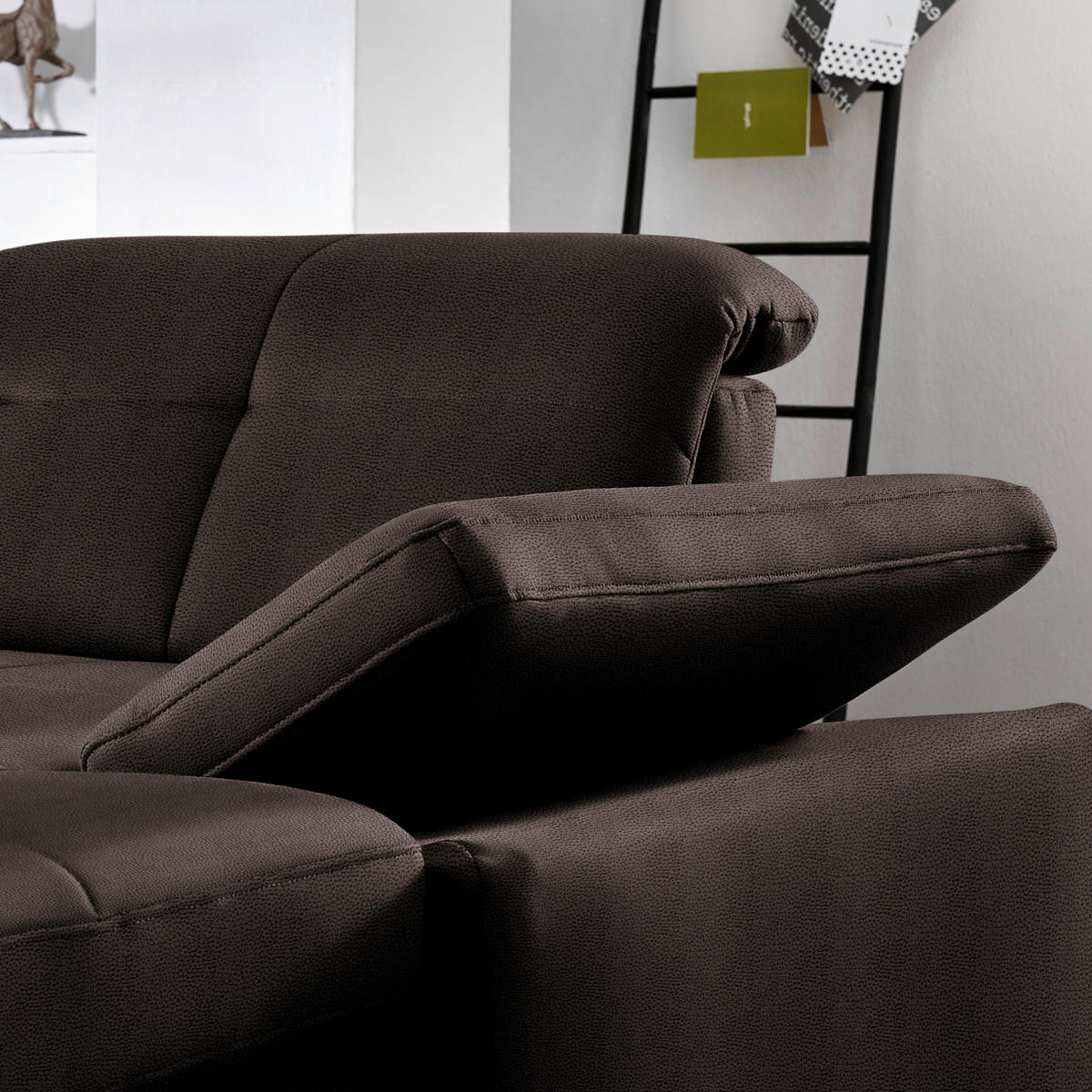 ECKSOFA  in Flachgewebe Mokka  195/309 cm  - Chromfarben/Mokka, Design, Textil (195/309cm) - Beldomo Style