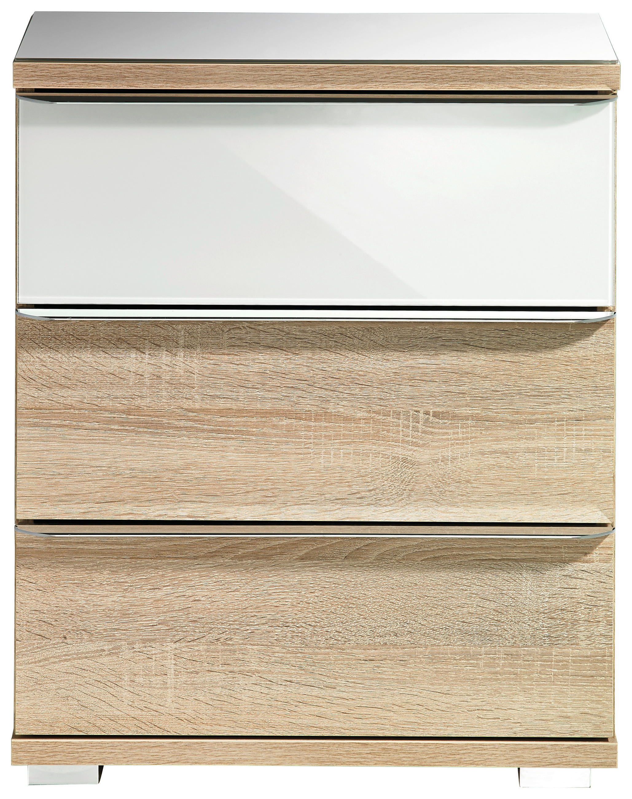 NACHTSCHRANK 51/62/40 cm  - Chromfarben/Weiß, Design, Glas/Holzwerkstoff (51/62/40cm) - Moderano