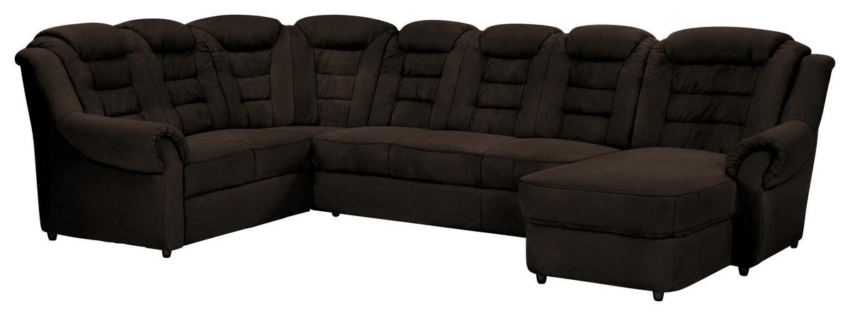 WOHNLANDSCHAFT Braun Chenille  - Schwarz/Braun, KONVENTIONELL, Kunststoff/Textil (216/333/165cm) - Livetastic