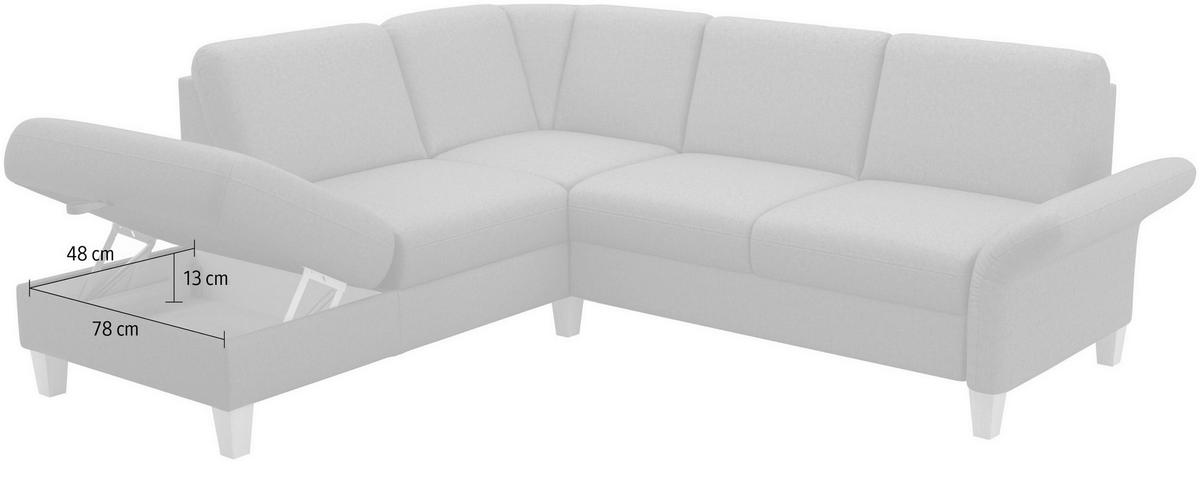 ECKSOFA ROCHELLE E Grau Flachgewebe  - Eichefarben/Grau, KONVENTIONELL, Holz/Textil (216/240cm) - Sit & More