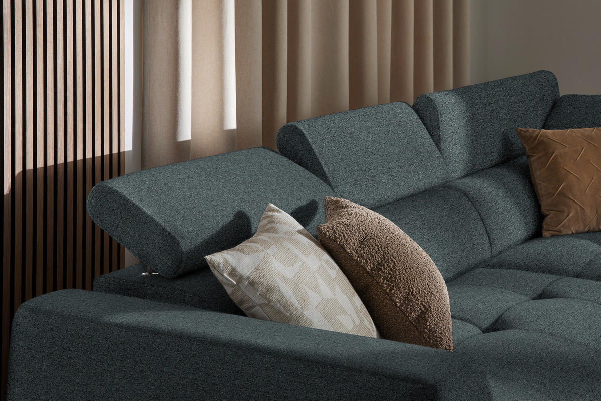 ECKSOFA in Struktur Dunkelgrau  284/205 cm  - Dunkelgrau/Schwarz, Design, Kunststoff/Textil (284/205cm) - Xora