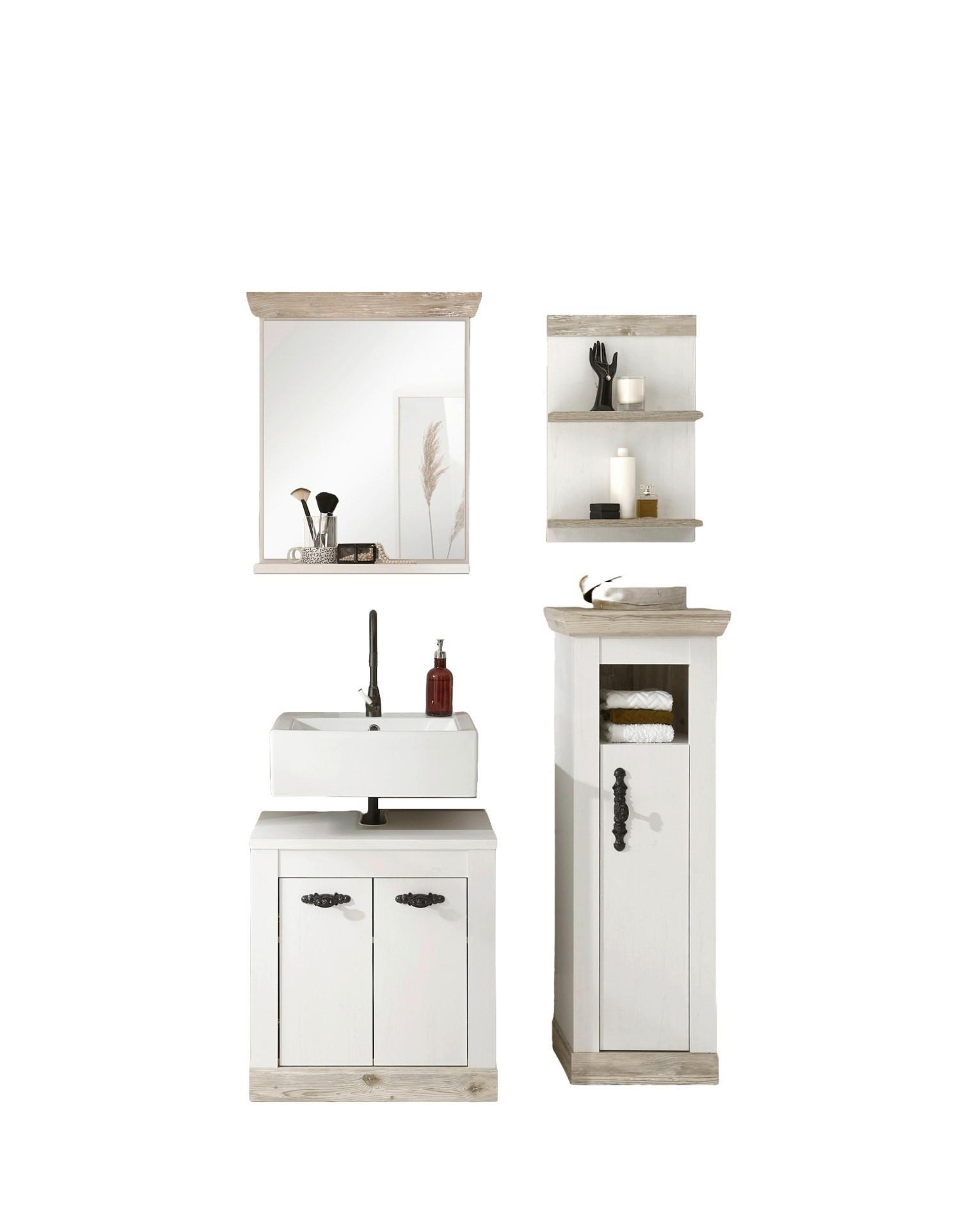 BADEZIMMER  in  - Schwarz/Pinienfarben, Design, Holzwerkstoff/Metall (122/200/46cm) - MID.YOU