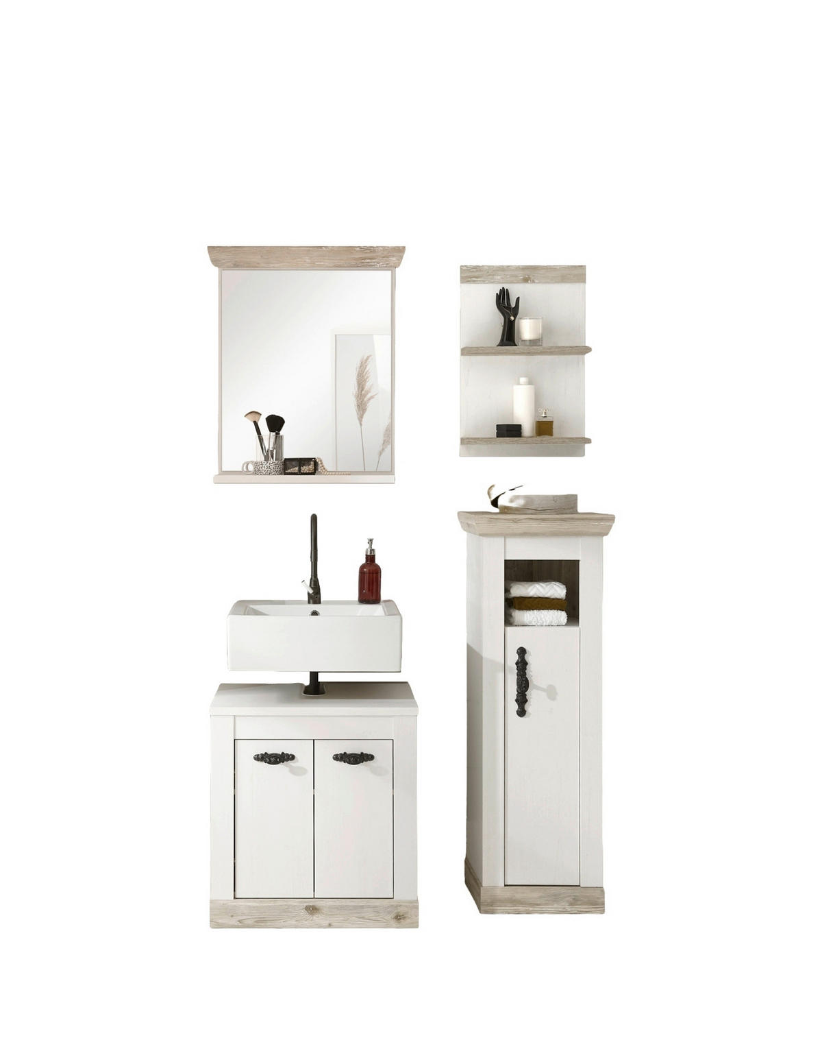 BADEZIMMER  in  - Schwarz/Pinienfarben, Design, Holzwerkstoff/Metall (122/200/46cm) - MID.YOU