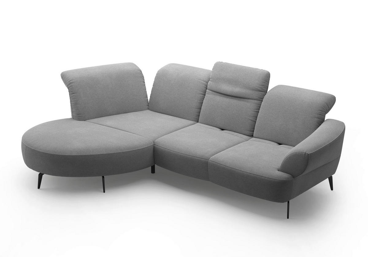 ECKSOFA in Mikrofaser Grau  - Schwarz/Grau, Modern, Textil/Metall (208/313cm) - Sit & More
