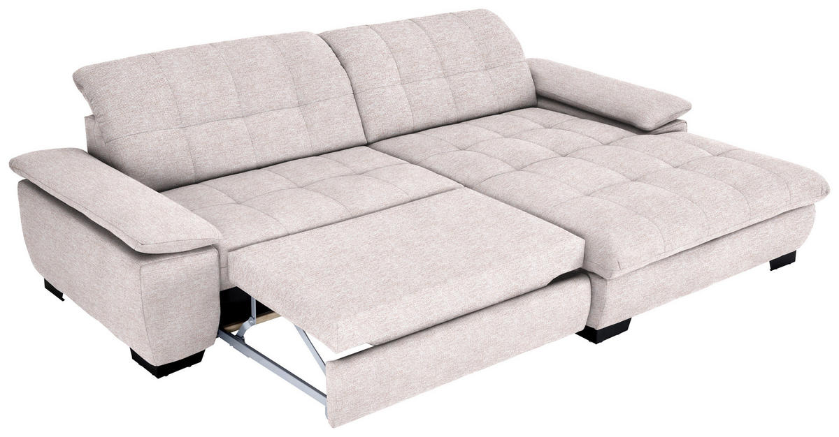 ECKSOFA in Webstoff Hellrosa  - Hellrosa/Schwarz, Design, Textil/Metall (265/180cm) - Carryhome