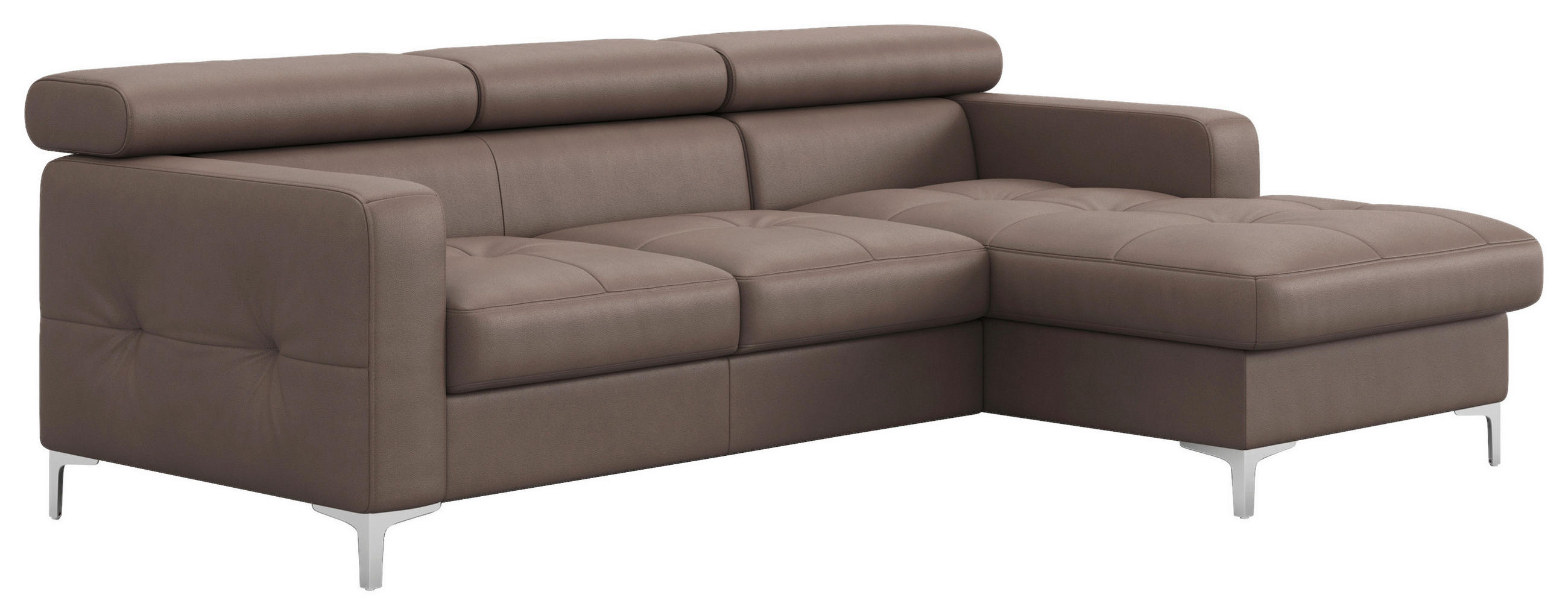ECKSOFA in Echtleder Hellbraun  227/168 cm  - Chromfarben/Hellbraun, Design, Leder/Metall (227/168cm) - Livetastic