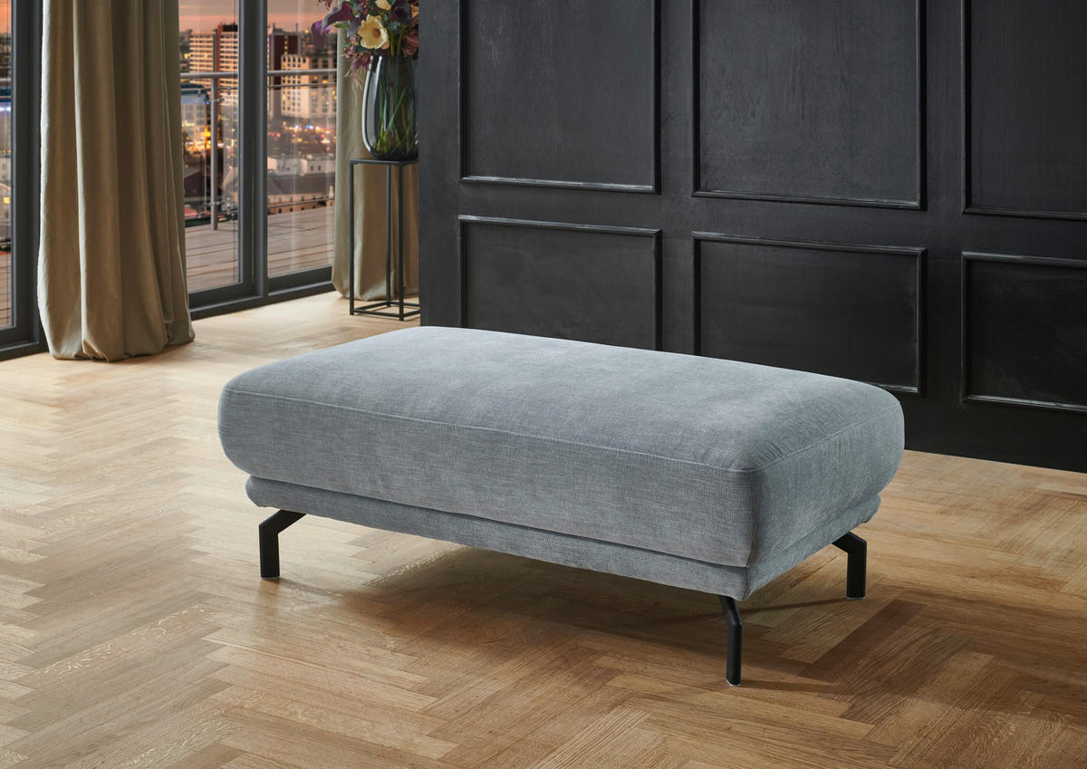 ECKSOFA in Chenille Hellblau  - Schwarz/Hellblau, Design, Textil/Metall (224/305cm) - Dieter Knoll