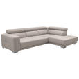 ECKSOFA in Mikrofaser Ecru  - Chromfarben/Ecru, Design, Textil/Metall (301/207cm) - Xora