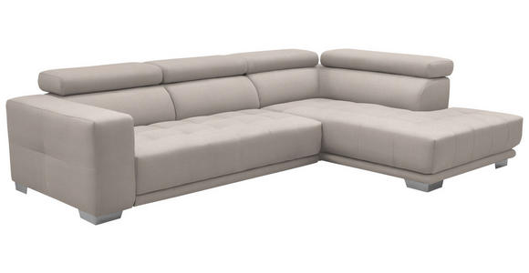 ECKSOFA in Mikrofaser Ecru  - Chromfarben/Ecru, Design, Textil/Metall (301/207cm) - Xora