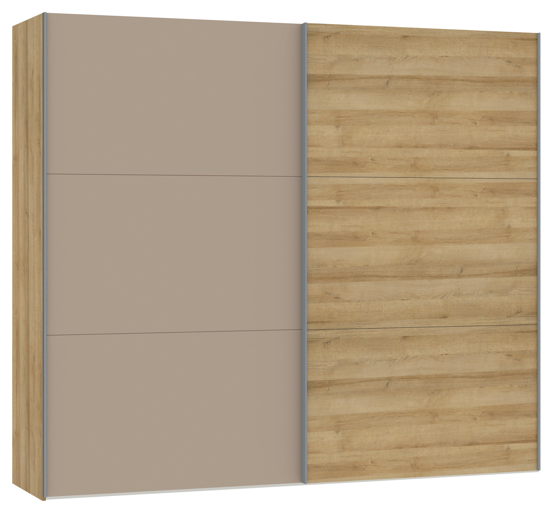 SCHWEBETÜRENSCHRANK 253/220/65 cm 2-türig Eichefarben, Hellbraun  - Hellbraun/Eichefarben, Design, Glas/Holzwerkstoff (253/220/65cm) - Jutzler