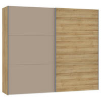 SCHWEBETÜRENSCHRANK  in Eichefarben, Hellbraun  - Hellbraun/Eichefarben, Design, Glas/Holzwerkstoff (253/220/65cm) - Jutzler