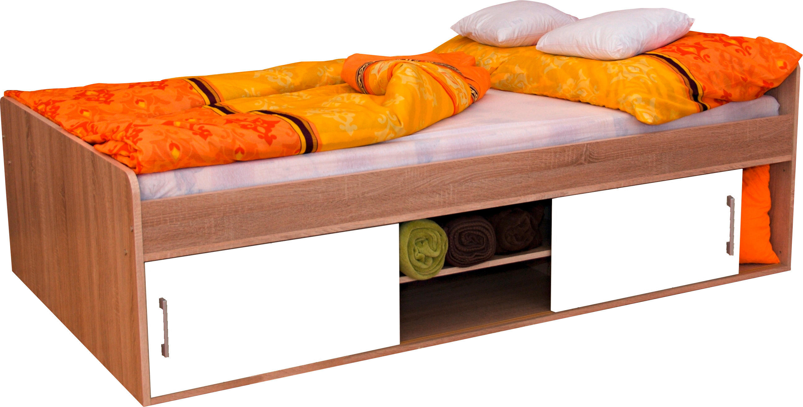 POSTEL 120/200 cm,  - bílá/Sonoma dub, Konvenční, kompozitní dřevo (120/200cm) - Cantus