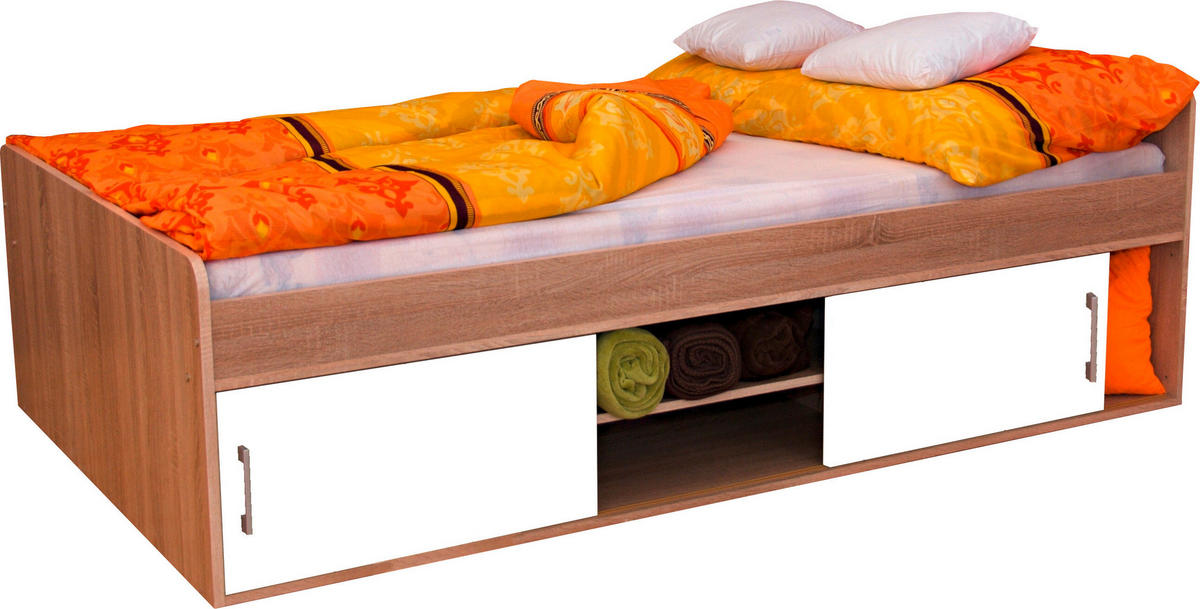 POSTEĽ 120/200 cm,  - biela/dub sonoma, Konventionell, kompozitné drevo (120/200cm) - Cantus