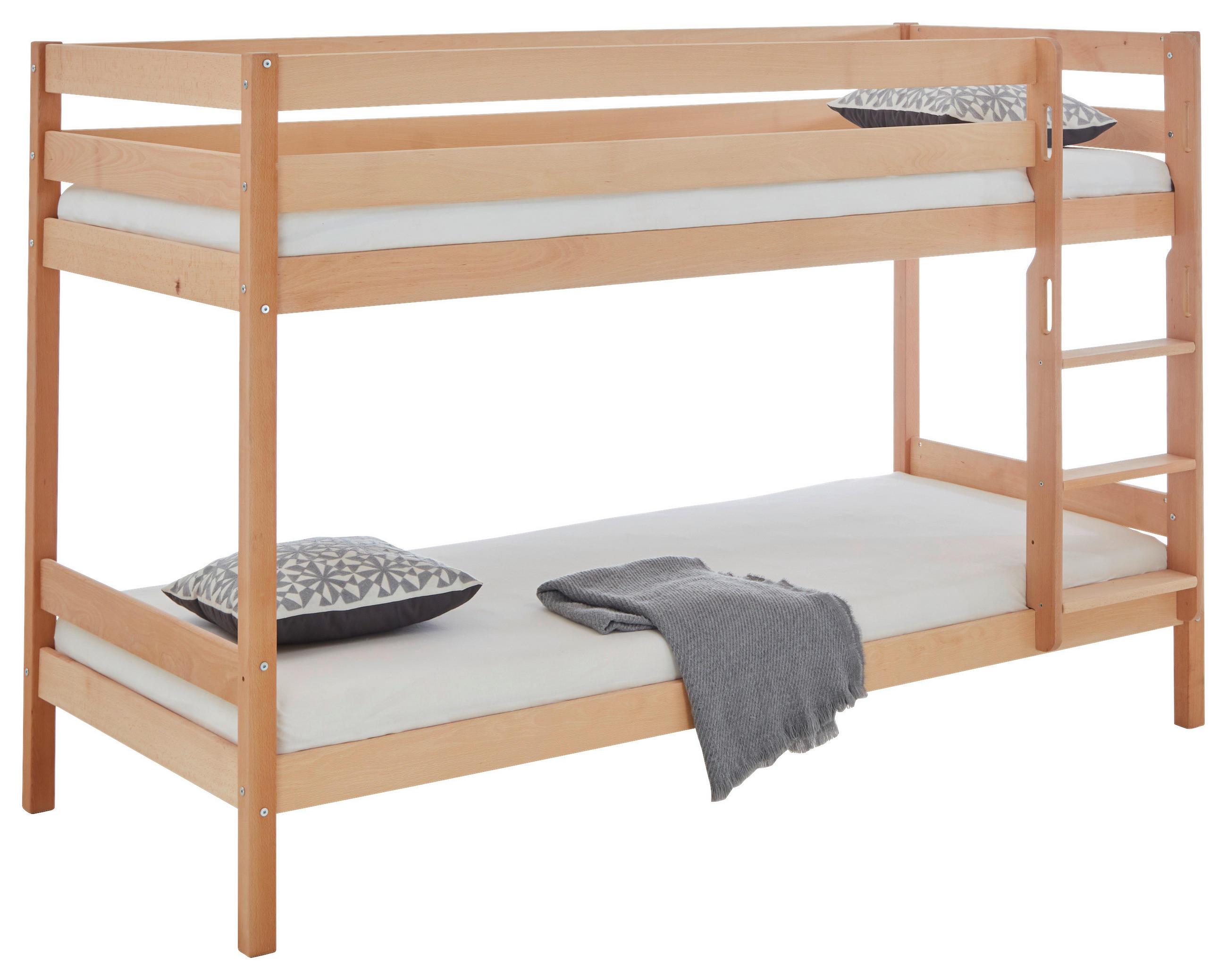 Etagenbett Lupo 2 Natur Buche Massiv mit Absturzsicherung