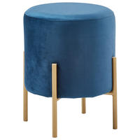 TABURET, kov, textil, 35/42/35 cm - modrá/barvy zlata, Trend, kov/textil (35/42/35cm) - Xora