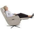 RELAXSESSEL Argo Echtleder Relaxfunktion, Kopfteilverstellung, Rücken echt    - Hellgrau, Design, Leder (71/110/80cm) - Novel