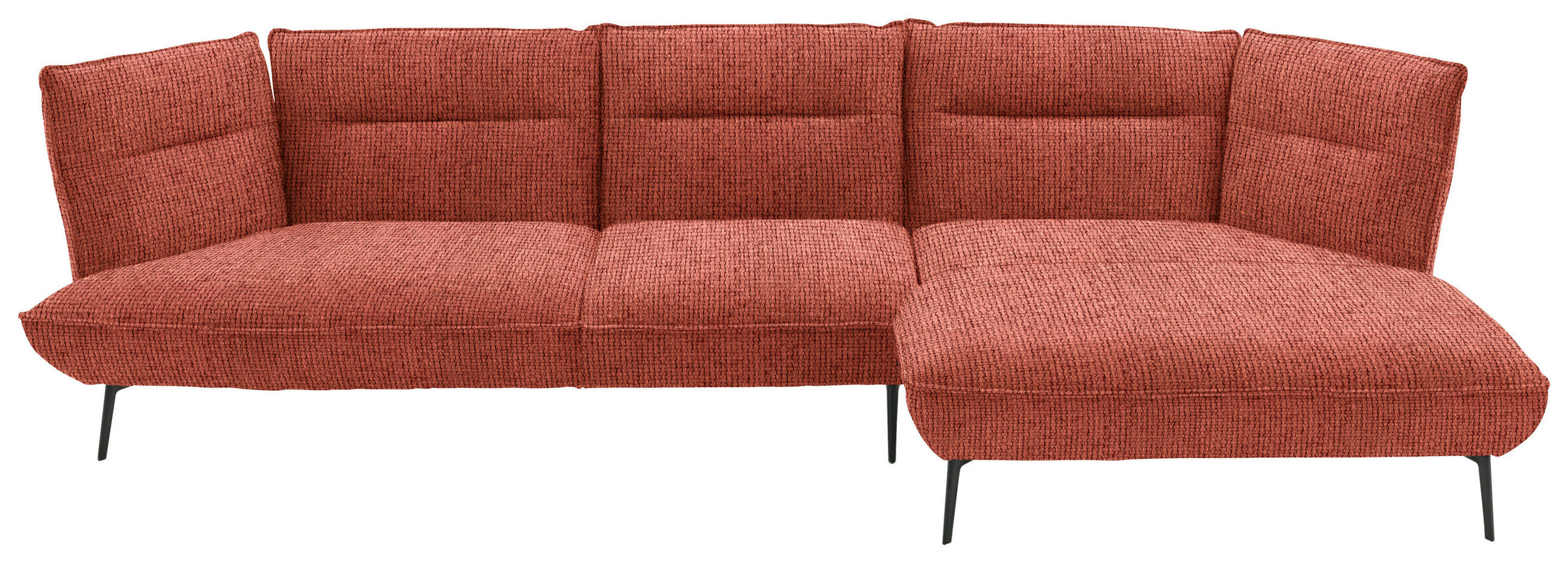 ECKSOFA in Flachgewebe Kupferfarben  - Schwarz/Kupferfarben, Design, Textil/Metall (339/153cm) - Moderano