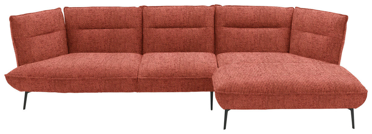 ECKSOFA in Flachgewebe Kupferfarben  - Schwarz/Kupferfarben, Design, Textil/Metall (339/153cm) - Moderano