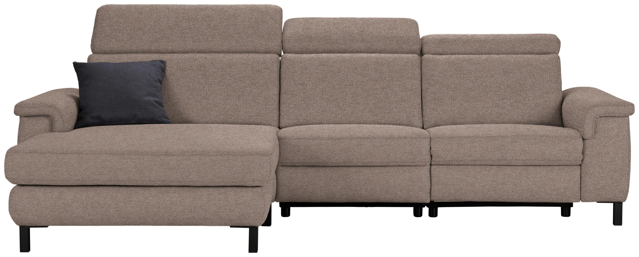 ECKSOFA in Flachgewebe Taupe  - Taupe/Schwarz, Konventionell, Textil/Metall (182/304cm) - Pure Home Comfort