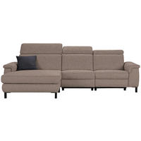 ECKSOFA in Flachgewebe Taupe  - Taupe/Schwarz, Konventionell, Textil/Metall (182/304cm) - Pure Home Comfort
