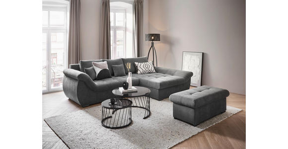 ECKSOFA Grau Flachgewebe - Schwarz/Grau, Design, Kunststoff/Textil (278/175cm) - Xora