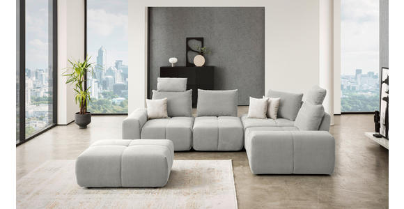 ECKSOFA in Velours Greige 326/236 cm - Greige/Schwarz, Design, Kunststoff/Textil (326/236cm) - Xora