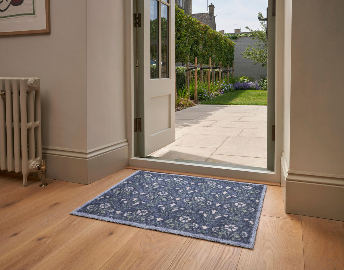 FUSSMATTE 60/85 cm Bellflower Blue  - Blau, ROMANTIK / LANDHAUS, Kunststoff/Textil (60/85cm) - wash+dry