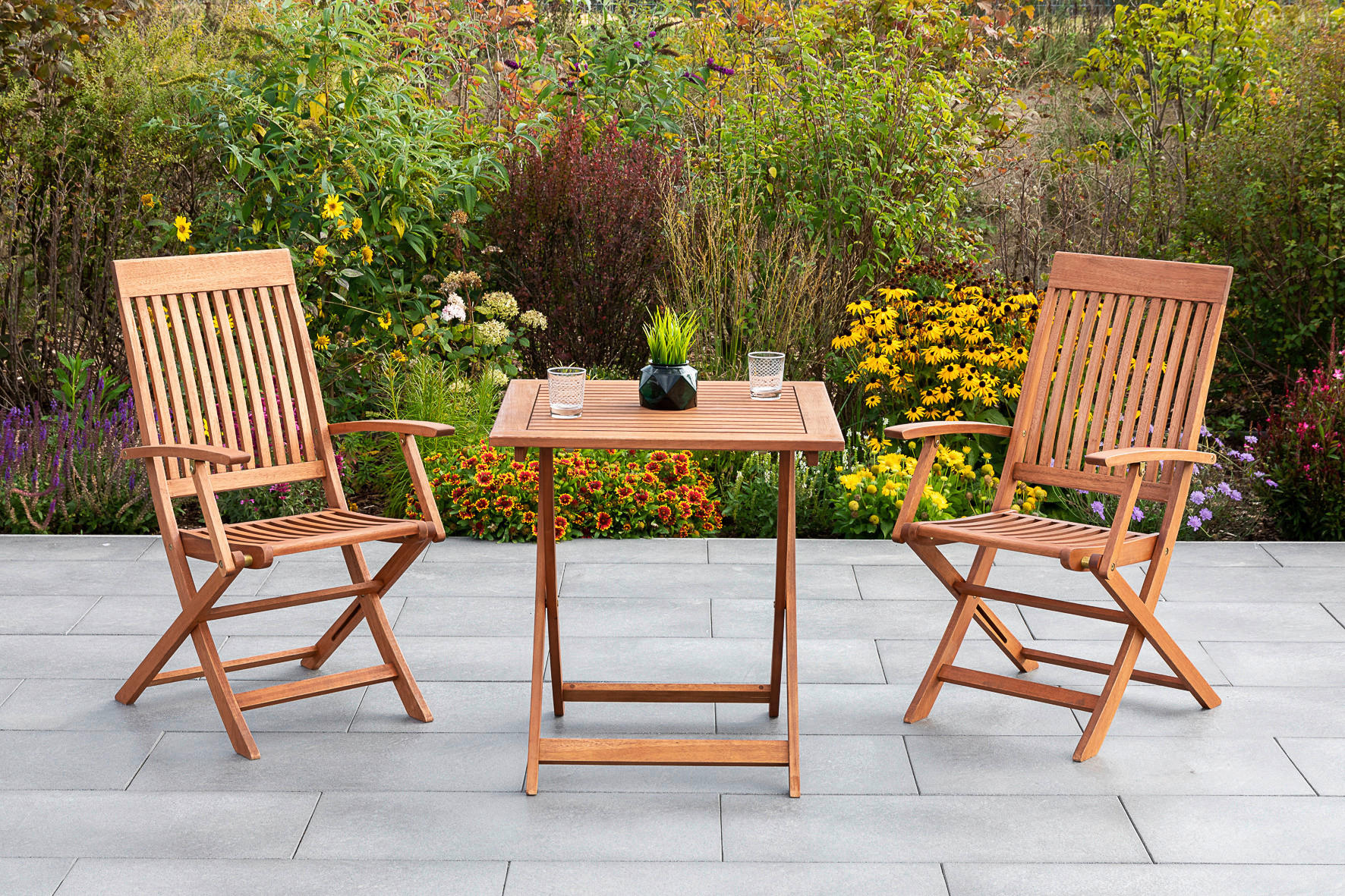 BALKONSET  3-teilig  - Braun, KONVENTIONELL, Holz - Gardenson