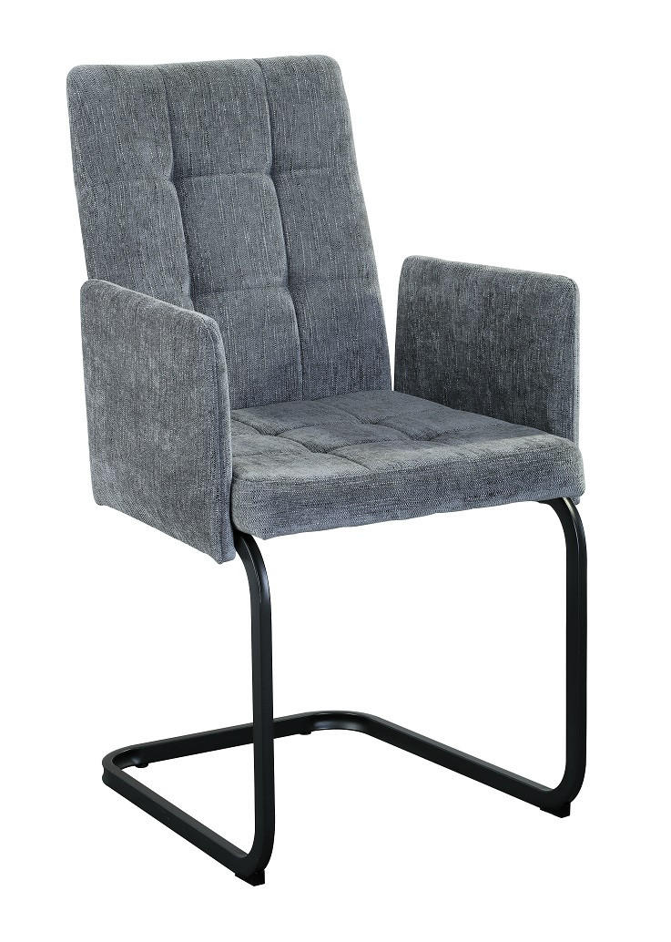 ARMLEHNSTUHL  in Eisen Webstoff  - Hellgrau/Schwarz, MODERN, Textil/Metall (52/91/59,5cm) - MID.YOU