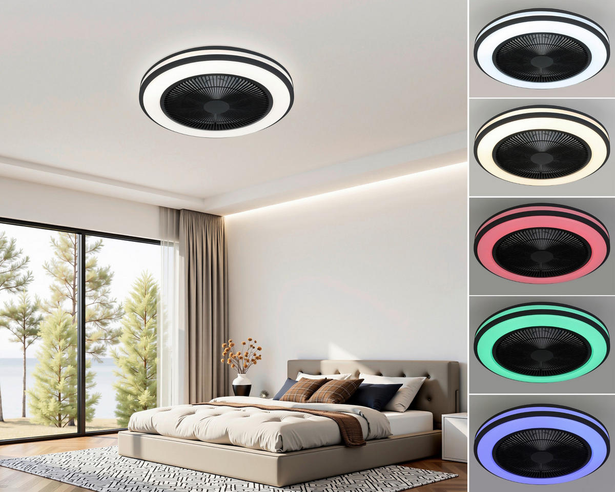 DECKENVENTILATOR - Schwarz/Weiß, Trend, Kunststoff/Metall (58/14,5cm) - Mican