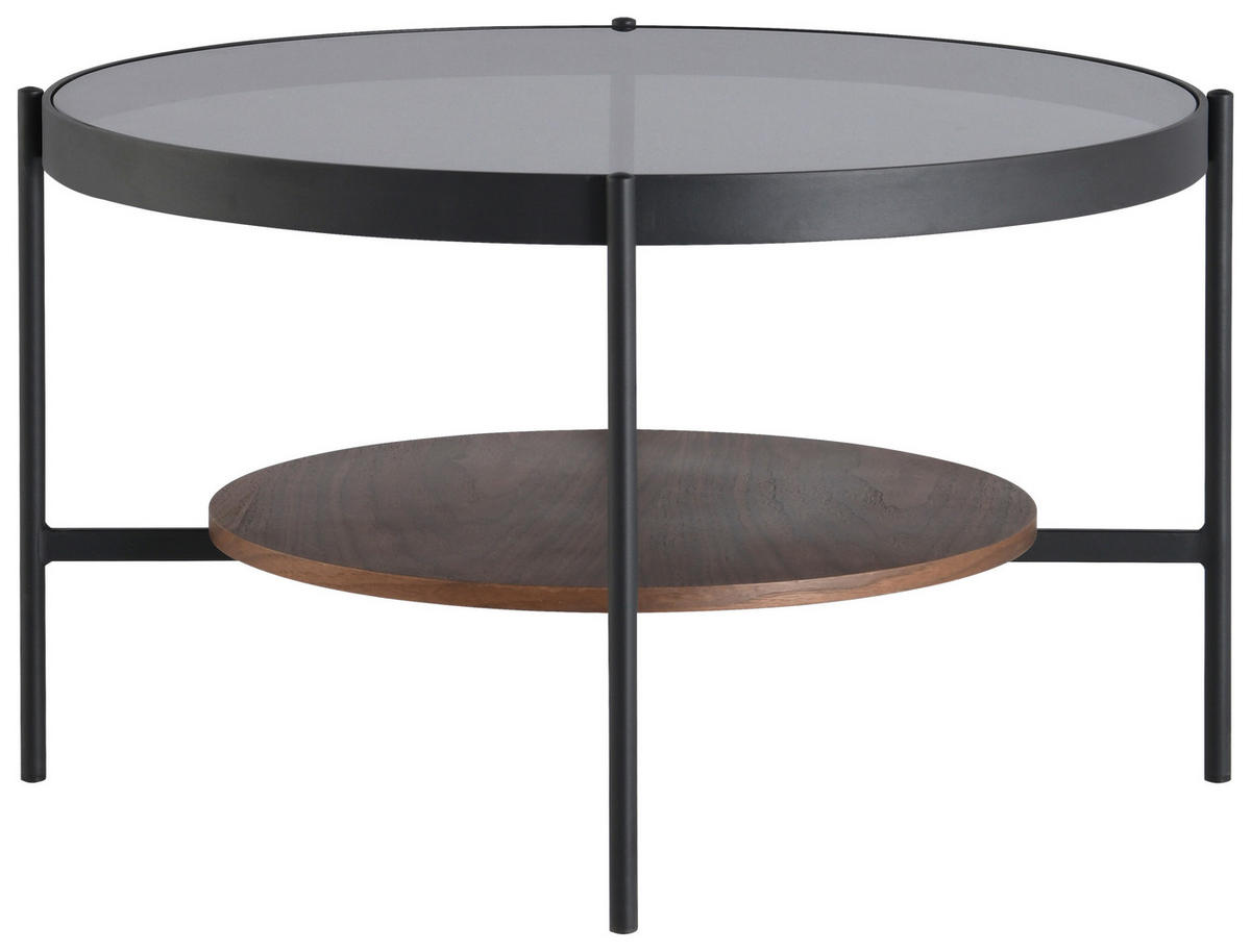 COUCHTISCH in Metall, Glas, Holzwerkstoff  - Schwarz/Naturfarben, Design, Glas/Holzwerkstoff (74/43/74cm) - MID.YOU