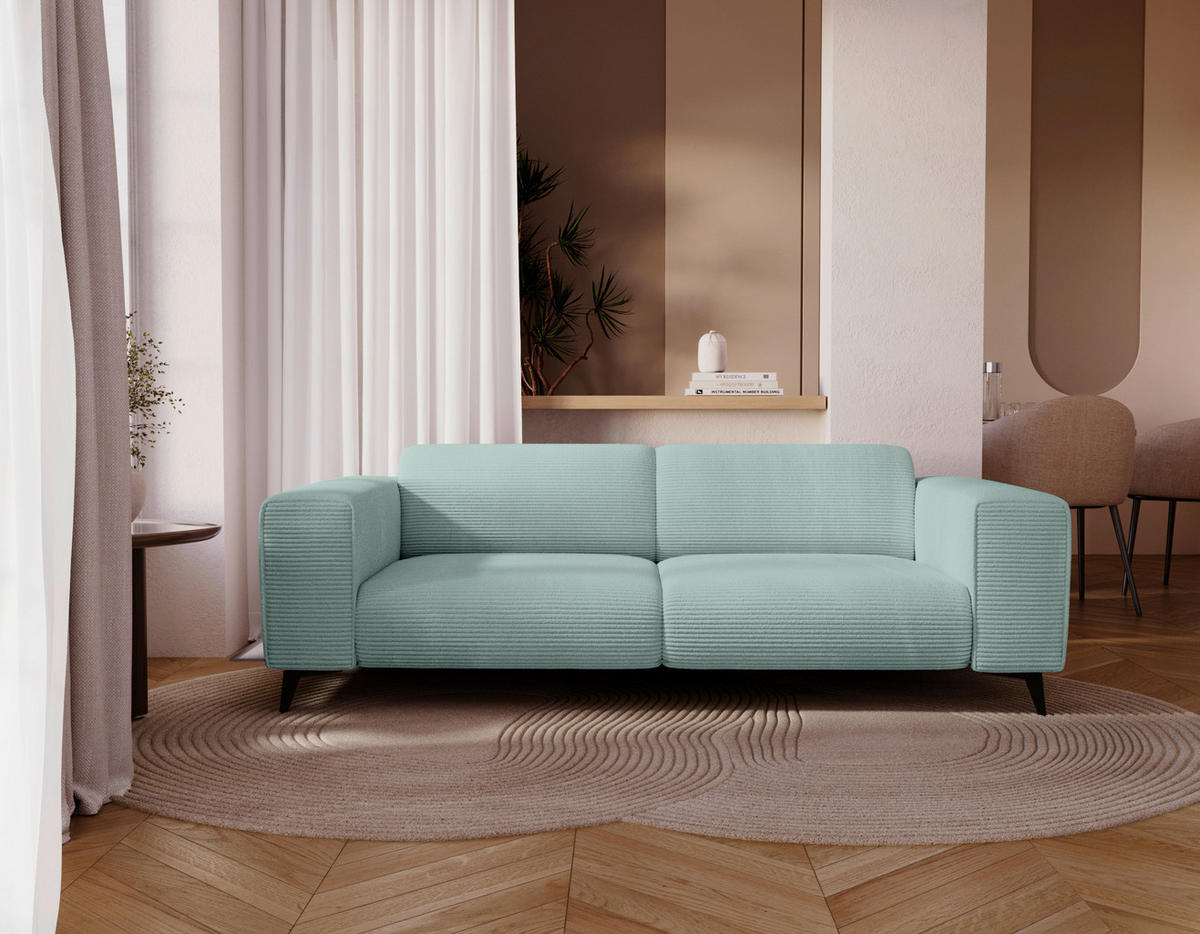 2-SITZER-SOFA Cord Salbeigrün  - Salbeigrün/Schwarz, KONVENTIONELL, Textil/Metall (207/75/104cm) - Carryhome