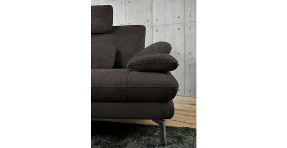 ECKSOFA in Velours Dunkelbraun 184/284 cm - Dunkelbraun/Schwarz, Design, Textil/Metall (184/284cm) - Dieter Knoll