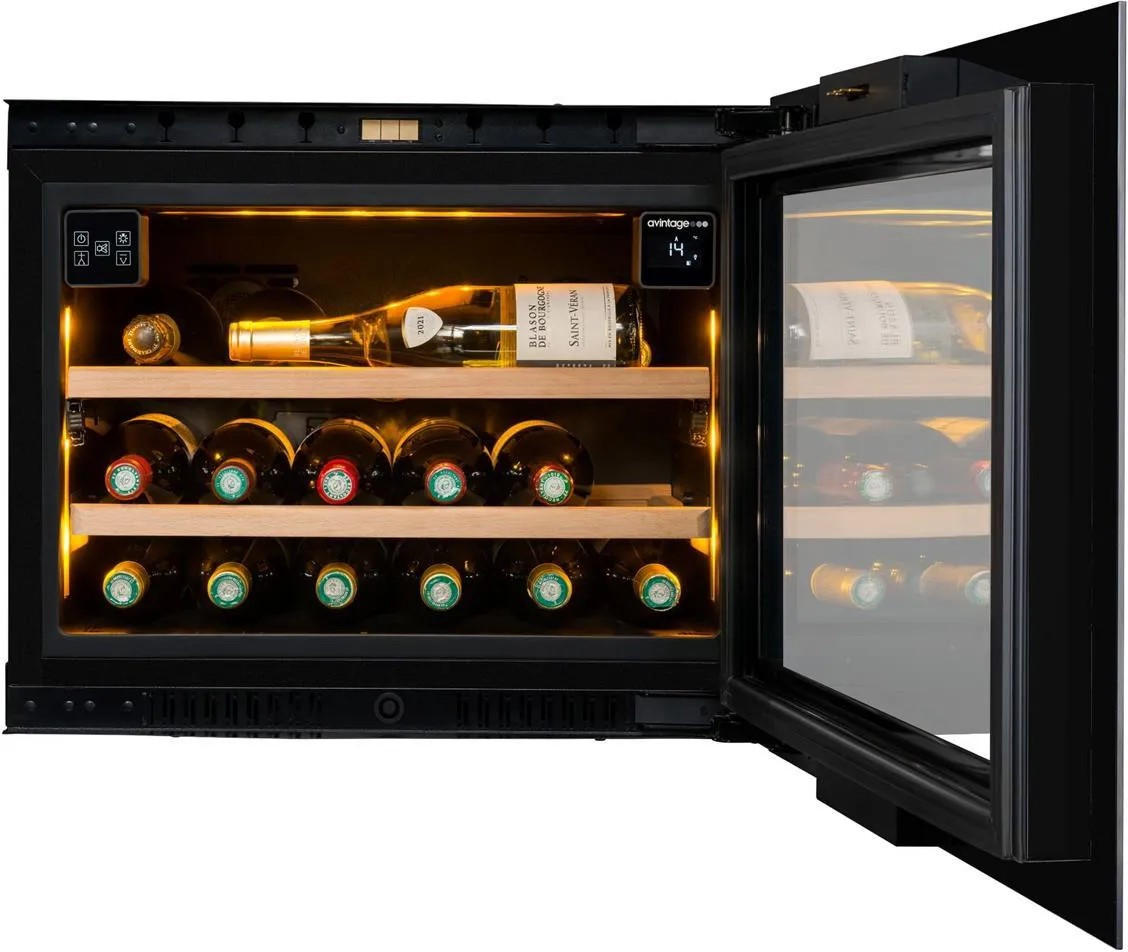 WEINKÜHLSCHRANK AVI45PLATINUM  - Schwarz, Basics, Glas/Holz (59,0/45,5/56,5cm)