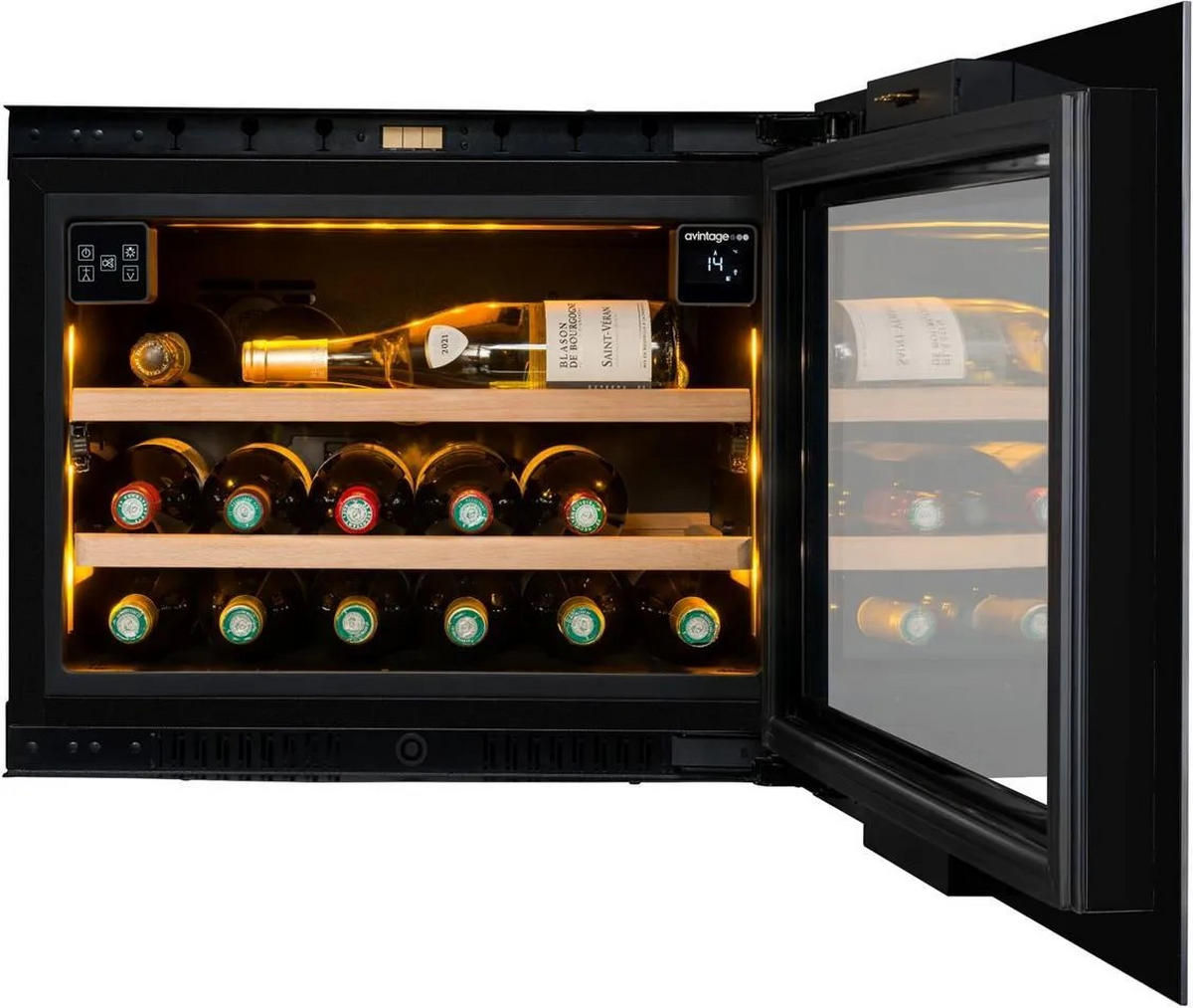 WEINKÜHLSCHRANK AVI45PLATINUM  - Schwarz, Basics, Glas/Holz (59,0/45,5/56,5cm)