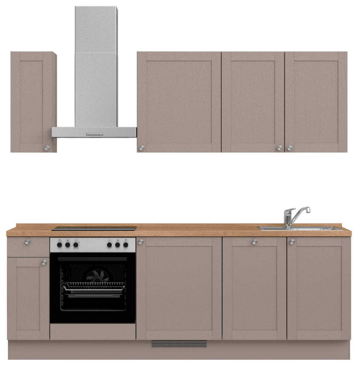 KÜCHENLEERBLOCK Frame 240 cm  in Eichefarben, Beigebraun  - Edelstahlfarben/Eichefarben, MODERN, Holzwerkstoff/Metall (240cm) - Nobilia