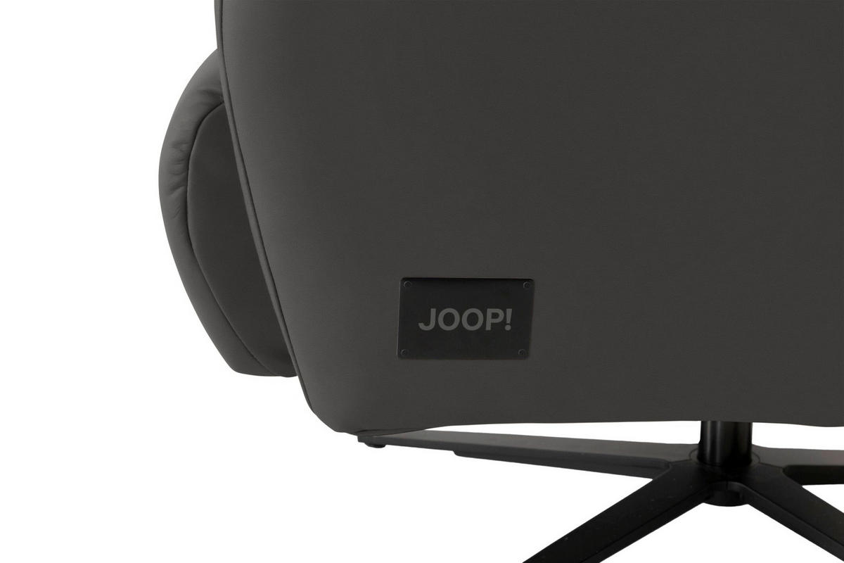 RELAXSESSEL Leder Dunkelgrau  - Dunkelgrau/Schwarz, Modern, Leder/Metall (66/110/83cm) - Joop!