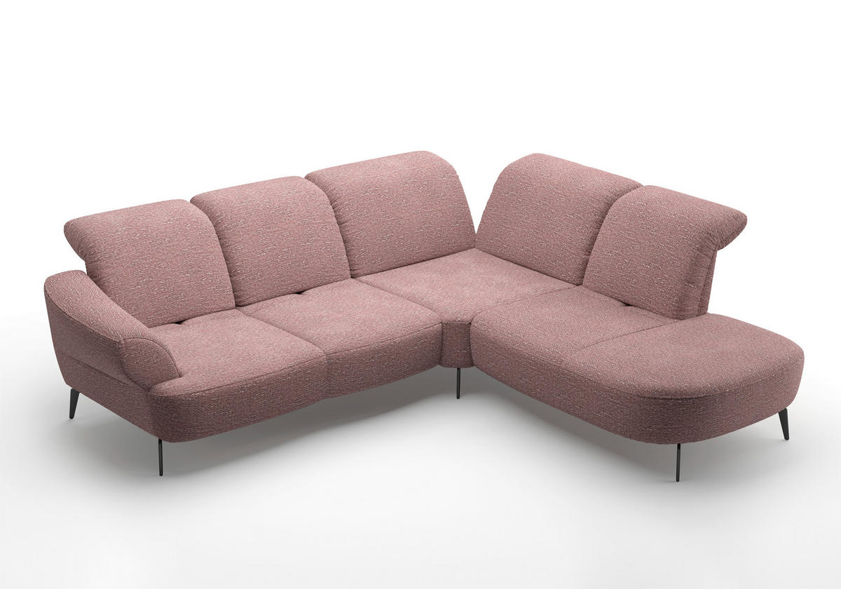 ECKSOFA in Chenille Aubergine  302/270 cm  - Aubergine/Schwarz, MODERN, Textil/Metall (302/270cm) - Sit & More